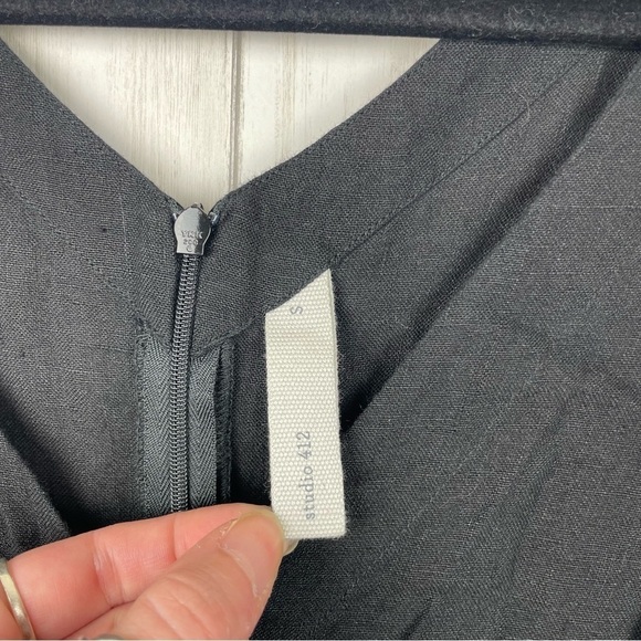 Studio 412 100% linen LBD little black dress with pockets Small - Picture 3 of 6